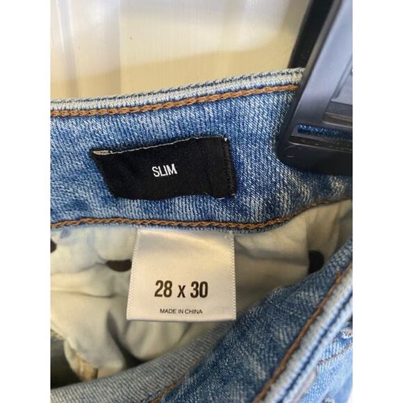 Express Jeans Womens 28x30 Straight Slim Distressed Medium Wash Stretch Denim - Picture 5 of 8